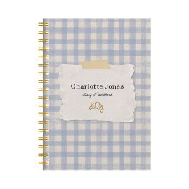 Personalised Diary And Combined Notebook, Gingham Linen Design