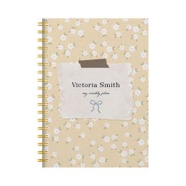 Personalised Diary And Combined Notebook, Floral Linen Design