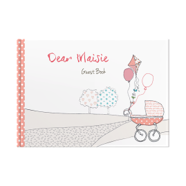Personalised New Baby Pink hardback guest book cover by FROM YOU TO ME