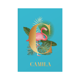 Flamingo with Initial Blue Notebook by FROM YOU TO ME